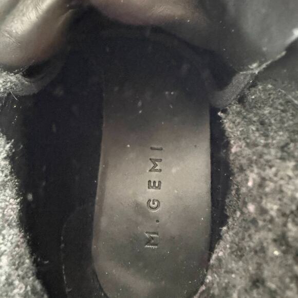 M. Gemi Alpi Combat Boots Women's 8 Black Leather Shearling Fur Trim Lace Up - Picture 9 of 10